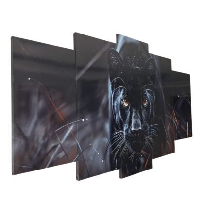 Quadro decorativo 5 partes pantera