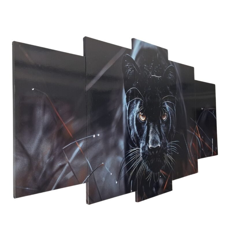 Quadro decorativo 5 partes pantera