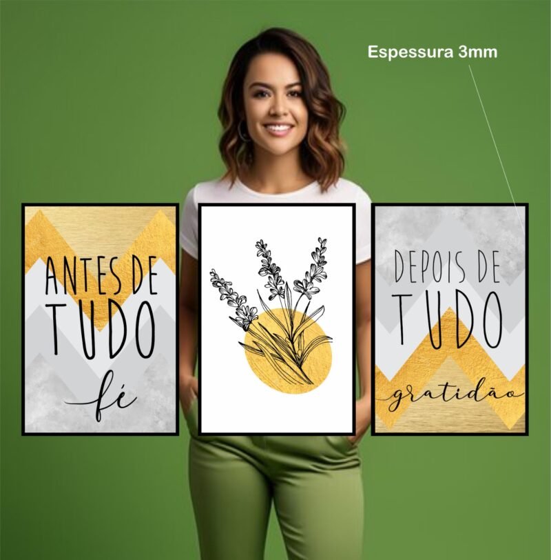 Quadros Trio de “Fé, Gratidão e Natureza” Inspiração Diária com Design Moderno - Image 2